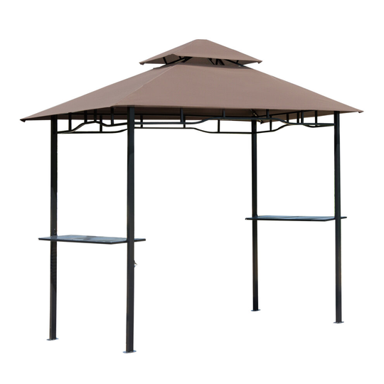 Outsunny Outdoor Double-tier BBQ Gazebo Shelter Grill Canopy Brown