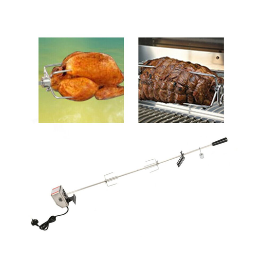 Stainless Steel Electric BBQ Rotisserie Grill Motor Fork Heavy Duty Roast Field