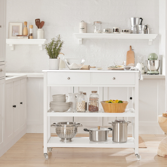 SoBuy® FKW47-W, Kitchen Storage Trolley Serving Trolley Kitchen Shelf