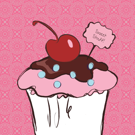 Cherry Cupcake - Wrapped Canvas Painting Print