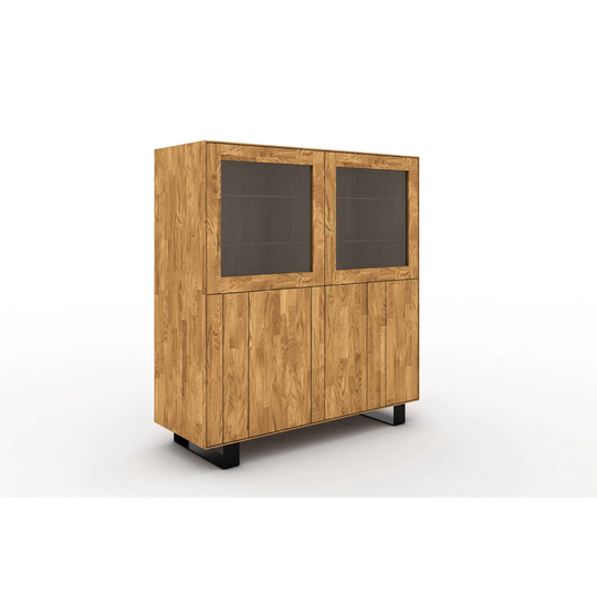 Steel 132 Cm Wide Oak Wood Highboard