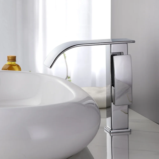 Driffield Single Handle Monobloc Waterfall Tall Basin Mixer Tap In Polished Chrome