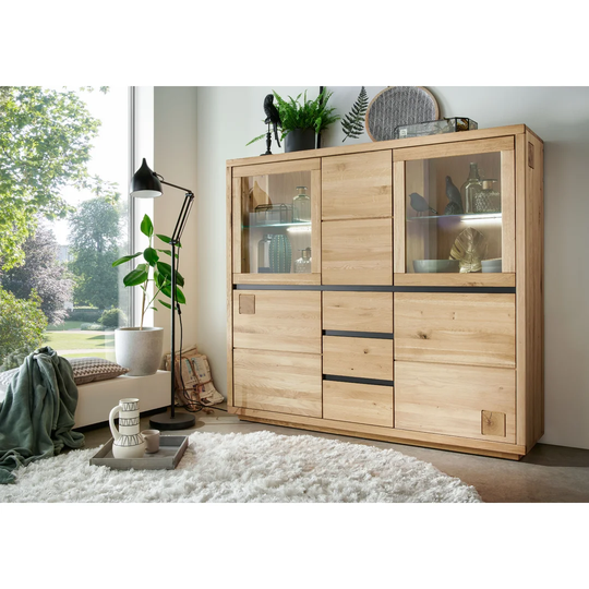 Dominic 166 Cm Wide 3 Drawer Oak Solid Wood Sideboard