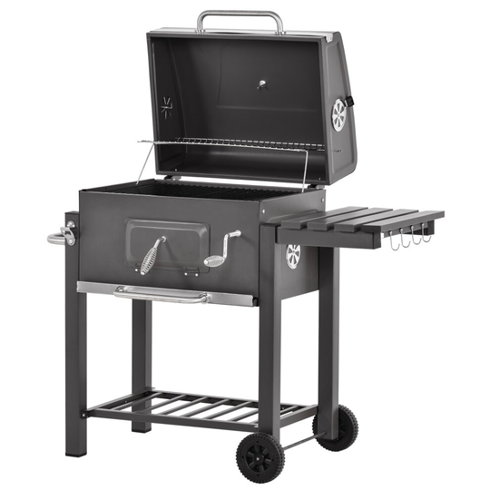 Outsunny Charcoal Grill BBQ Trolley Wheels Shelf Side Thermometer