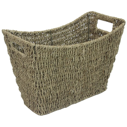 JVL Seagrass Newspaper Magazine Storage Rack, Wicker, Brown