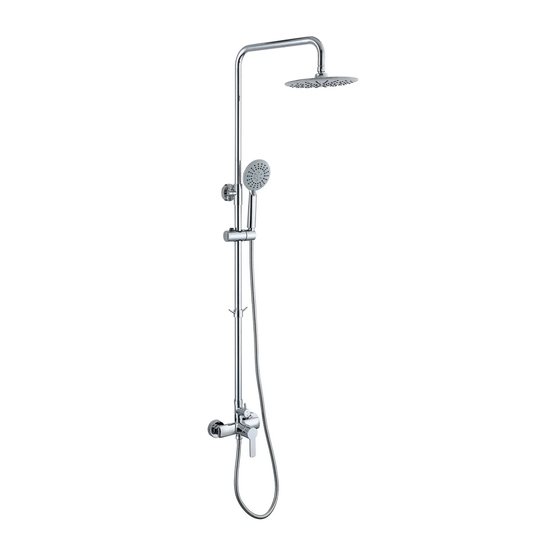Duscharmatur Regendusche, Duschsystem Duschset Mit Haken, Duschsystem Duschstange Regendusche 3 Funktionen Eckig 900 Mm - 1300Mm, Chrom