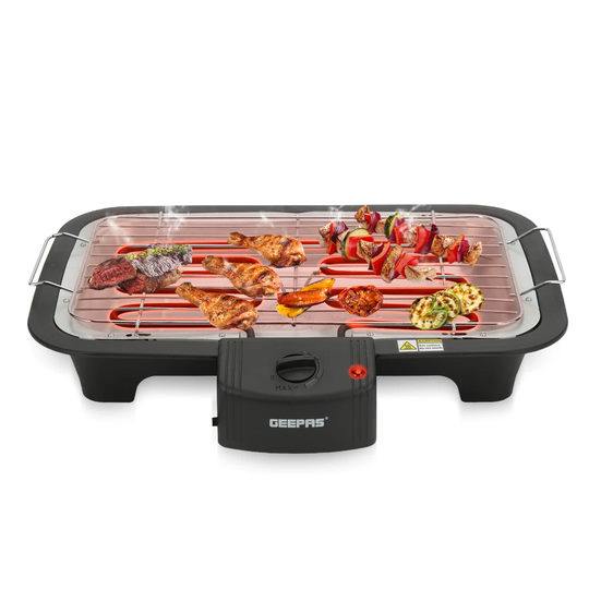 Geepas 37Cm W x 21Cm D Portable Indoor/Outdoor Use 2 - Burner Freestanding Electric Grill