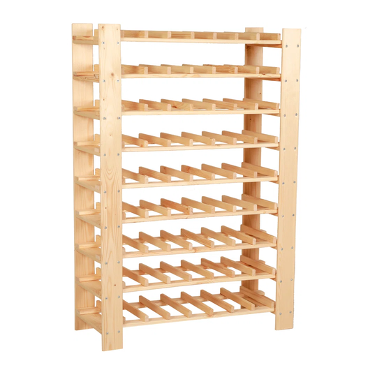 Charl 56 Bottle Solid Wood Tabletop Wine Bottle Rack in Beige