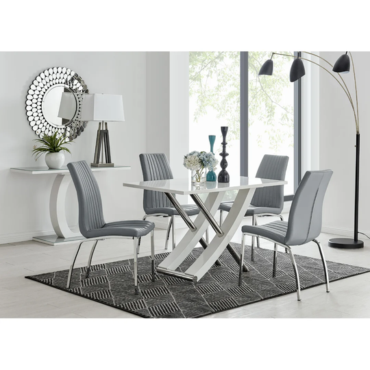 Mayfair 4 Dining Table And 4 Grey Isco Chairs