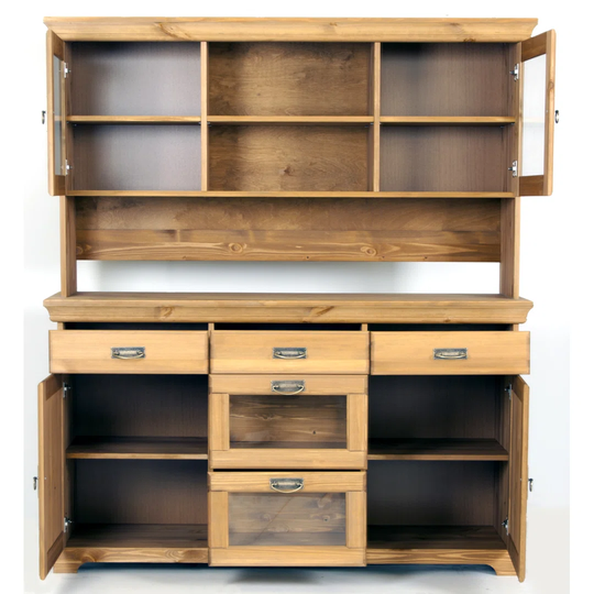 Harrietstown 145cm Wide 3 Drawer Pine Solid Wood Highboard