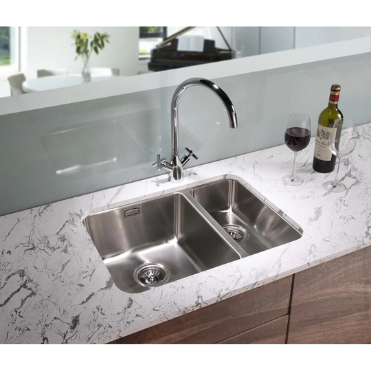 60cm x 45cm 1.5 Bowl Undermount Left Hand Main Bowl Kitchen Sink