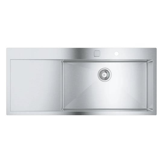 GROHE K1000 stainless steel sink with drainer Â- crisp, contemporary lines matched by superior quality steel 31582SD1