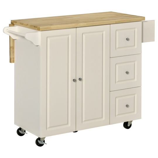 HOMCOM Drop-Leaf Kitchen Island on Wheels Utility Storage Cart