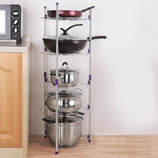 Pan Storage Rack,5 Tiers Home Kitchen Pans Pots Storage Rack Durable Metal Wire Shelving Organizer