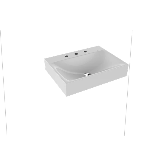 Manhattan White Steel Enamel Rectangular Wall Hung Basin Bathroom Sink with Overflow