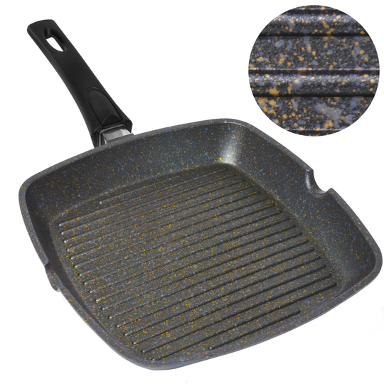 Home Icon Copper Granite Griddle Pan With Removable Handle 29cm