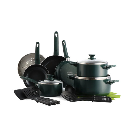 GreenPan Cambridge Emerald Green 15 Piece Aluminium Non-Stick Cookware Set