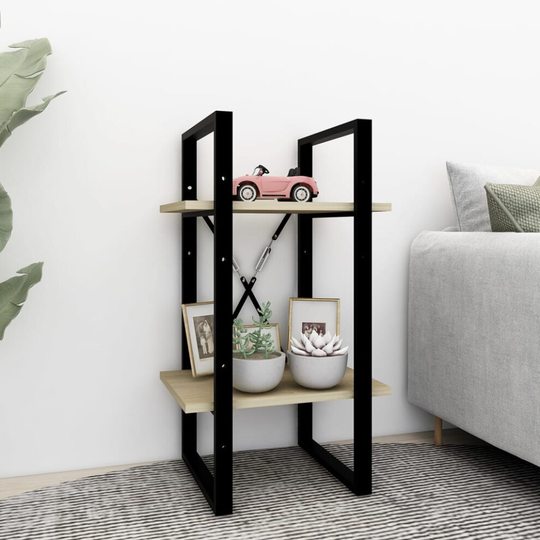 vidaXL 2-Tier Book Cabinet Sonoma Oak Chipboard Home Storage Rack Bookcase