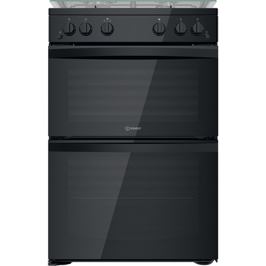 Indesit ID67G0MMB/UK 60cm Double Oven Gas Cooker - Black