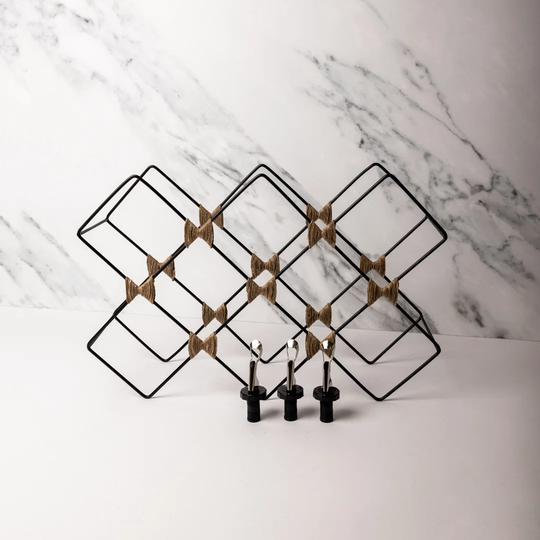 Barcraft 8-Bottle Metal Wine Rack And Bottle Stopper/Opener Set