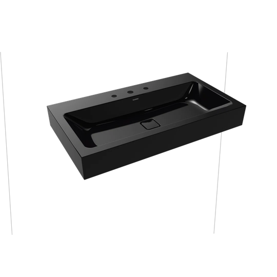 Black Steel Enamel Rectangular Wall Hung Basin Bathroom Sink