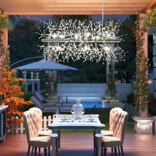 Crystal 9 - Light Kitchen Island Linear Pendant
