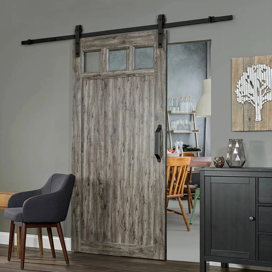 6FT Single Door Barn Sliding Hardware Steel Slide Rail Track Black Iron,Sliding Door Rail