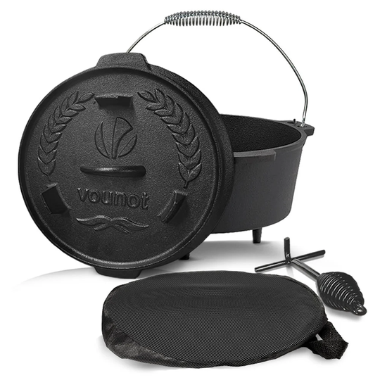 Vounot Cast Iron Round Casserole Dish with Lid