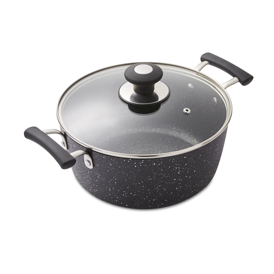 Tower T900116 Precision 24cm Non-Stick Forged Aluminium Stock Pot Diamond Coating, Soft Grip Handles, Black