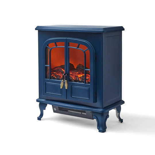 Warmlite WL46019MB Wingham 2-Door Portable Electric Fire Stove Heater With Realistic LED Flame Effect, Adjustable Thermostat, Overheat Protection, 200