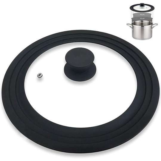 Universal Lid for Pots Pans Glass Lid with Heat-resistant Silicone Rim Cookware Tool