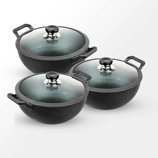 Vinod 3 - Piece Cast Iron Wok Set with Lid