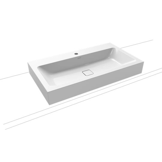 Manhattan White Steel Enamel Rectangular Countertop Basin Bathroom Sink