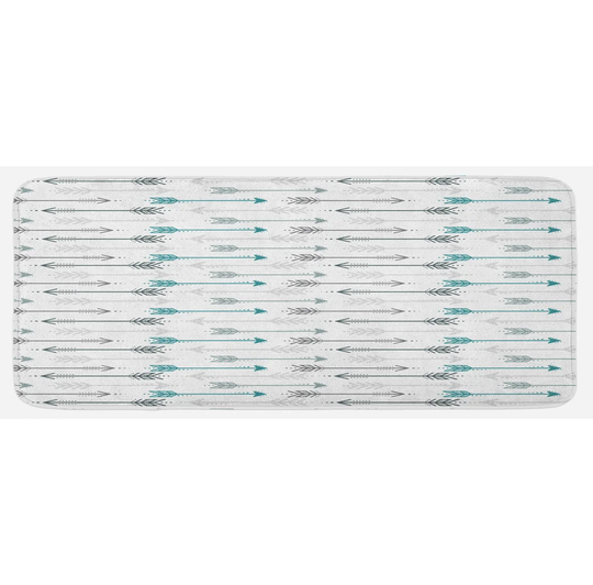 Buehler Teal Arrow Pattern Horizontal Kitchen Mat