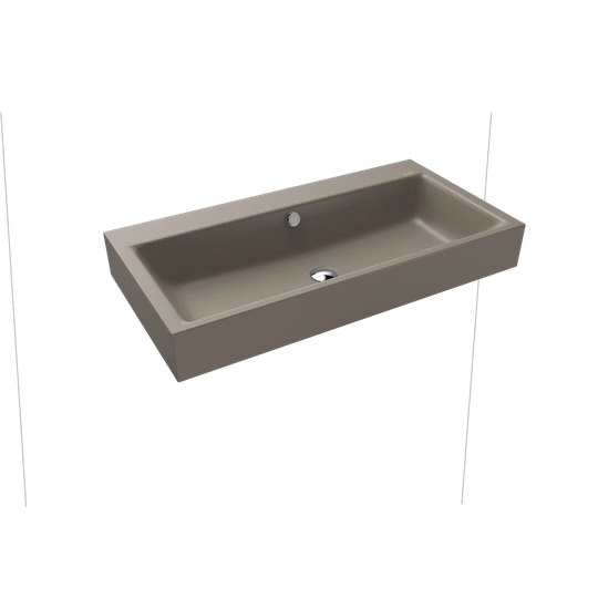 Puro Warm Grey Steel Enamel Rectangular Wall Mount Bathroom Sink with Overflow