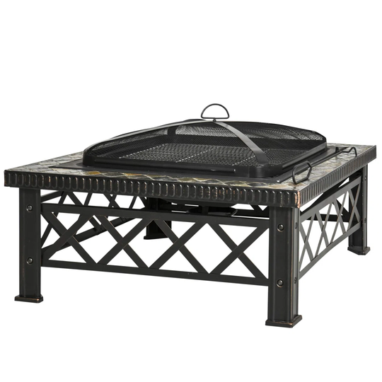 47Cm H x 76Cm W Wood Burning Outdoor Fire Pit with Lid