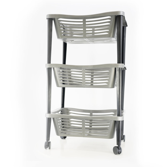 Basket On Wheels 3 Tier Wheel Mounted Trolley Household Storage Rack Organiser