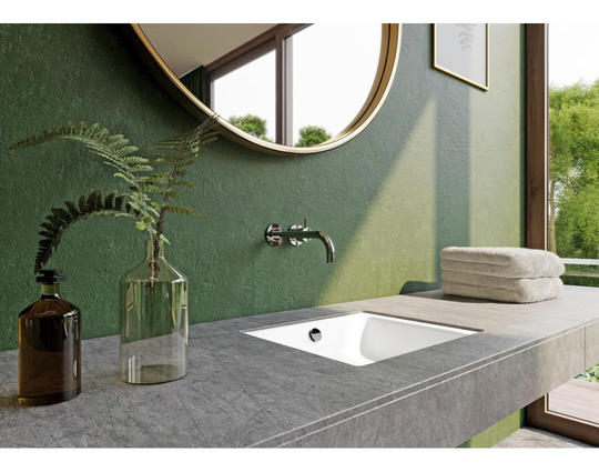 Black Steel Enamel Rectangular Under Counter Basin Bathroom Sink with Overflow