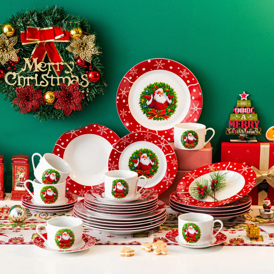 Chrismasc Santa Claus 30 Piece Dinnerware Set, Service for 6