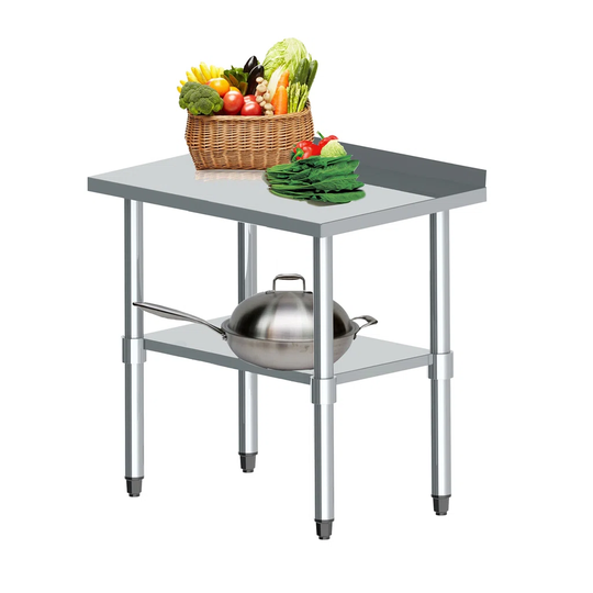 Symple Stuff Stainless Steel Catering Table with Backsplash 2Ft x 3Ft