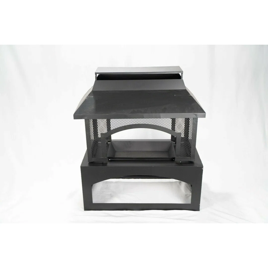 Black Steel Garden Log Burner & Log Storage Tray, Luxury Fire Pit