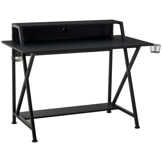 HOMCOM Racing Gaming Desk Carbon Fiber Style Computer Table