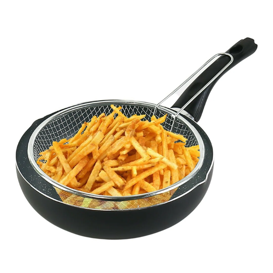 24Cm FORGECROSS Black Marble Pressed Aluminium Deep Frying Pan [514870]