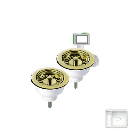 1.5 Bowl Overflow Waste & Single Basket Strainer Polished Gold