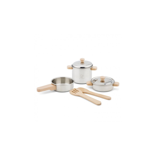 cookware set junior metal/wood silver 7-piece