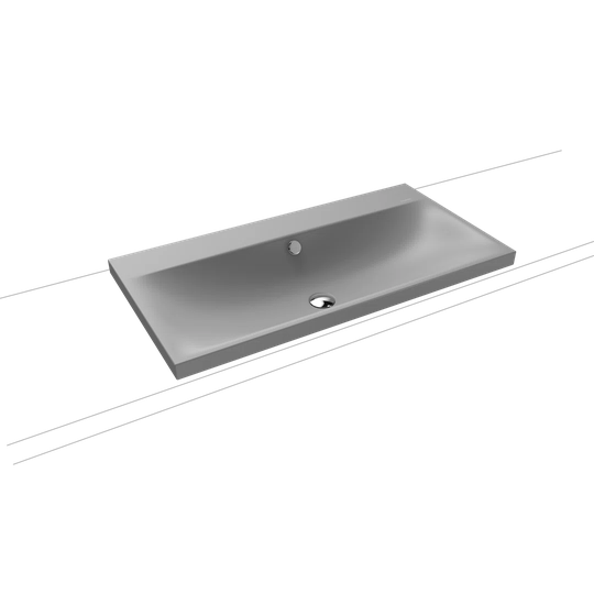 Silenio Cool Grey Steel Enamel Rectangular Inset Bathroom Sink