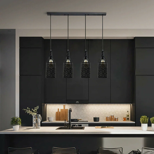 Roopville 4 - Light Kitchen Island Cylinder Pendant