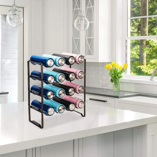 4 Tier Stackable Wine Rack Freestanding 16 Bottles Organizer Holder Stand Countertop Liquor Storage Shelf