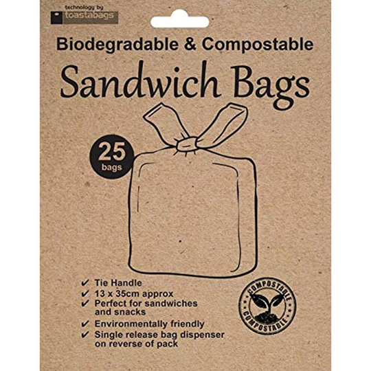 Sandwich Bags Biodegradable & COMPOSTABLE - 25 Bags