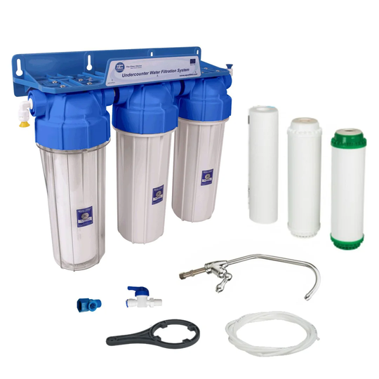 Multi-Stage Water Whole Filtration System Under-Counter With Faucet + 3X Filter
